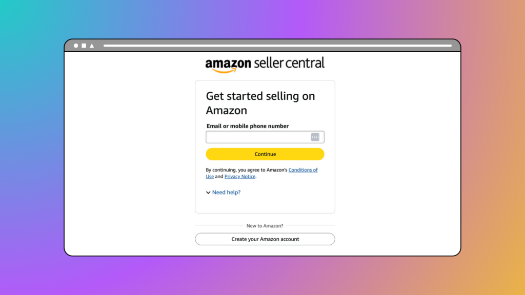 Amazon seller registration email verification step